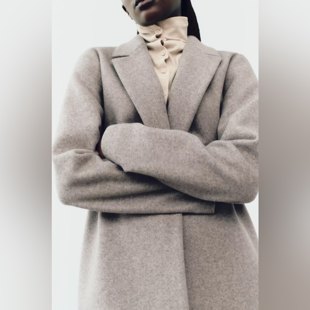 Zara Basic Soft Coat Front Button Beige Classic T… - image 3
